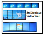 5x Displays Video Wall series (Clone/Extend Mode or Eyefinity 5)