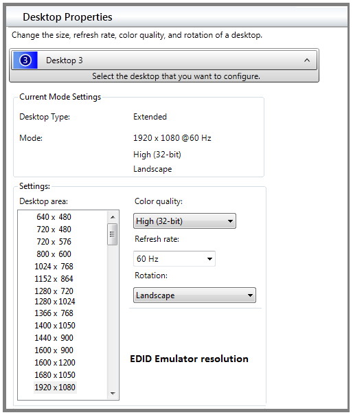 EDID resolution